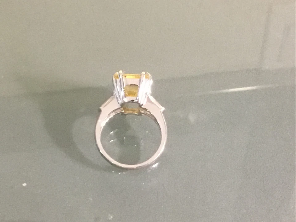 🛍Juego de Charles Winston's Canary/Cz en chapado en rodio/esterlina .925 talla 7🛍 Foto 3 de 4