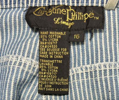 Christine Phillipe Women's Jeans Blue and White Striped Straight