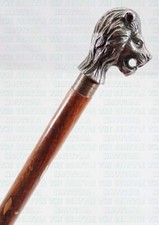 Copper Antique Lion Head Handle Victorian Designer Wooden Cane Walking Stick
