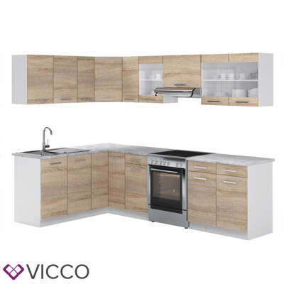 Vicco Cuisine Cuisine intégrée en L Bloc de Cuisine Cuisine équipée