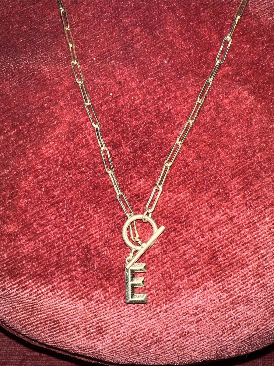 Plunder Necklace Initial E MONOGRAM Gold Toggle Mini Paper Clip