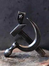 Vintage Silver Communist Symbol Sickle Hammer Pendant Necklace