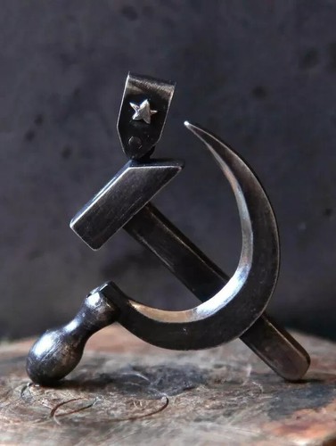 Vintage Silver Communist Symbol Sickle Hammer Pendant Necklace - 第 1/9 張圖片