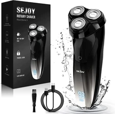 SEJOY Black Men's Rechargeable Electric Razor,Fast Charging