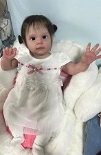 23" Reborn Doll Rooted Mohair Weighted Flexiable Toddler Girl Glass Eyes Gifts