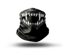 Washable Fabric Face Cover Neck Gaiter White Beast Skull Head Design V EU Made