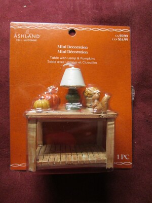 Ashland Fall Tiny Treasures, Table with Lamp & Pumpkins 2024  NEW
