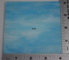3116.30 CLEAR TURQUOISE BLUE, WHITE STREAKY 4 "x 4" BULLSEYE GLASS 90 COE