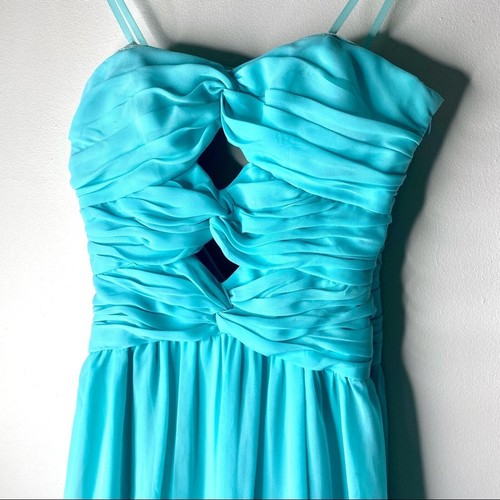 Adrianna Papell Hailey Gown Dress Women 2 Aquamarine Strapless Keyhole Evening   - Picture 3 of 7