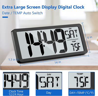 battery operated clock with day date and time