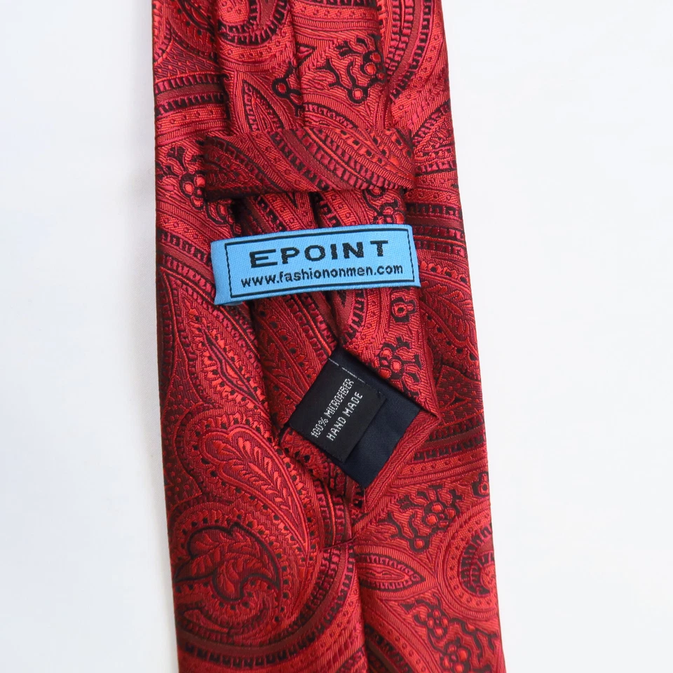 Corbata para hombre Epoint roja negra cachemira microfibra 58x3 Foto 3 de 4