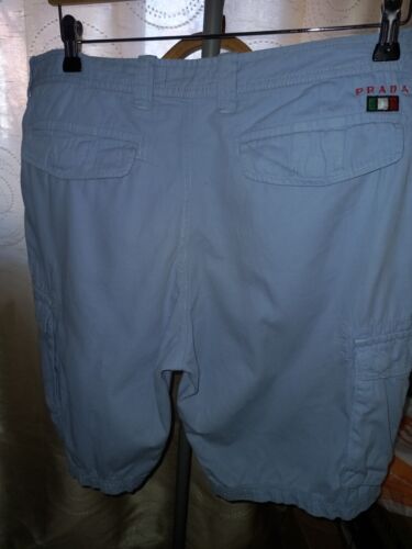  Prada Size 38/190/96B Cotton Logo Blue 8 Pockets Relaxed fit Men's Shorts - Photo 1 sur 11