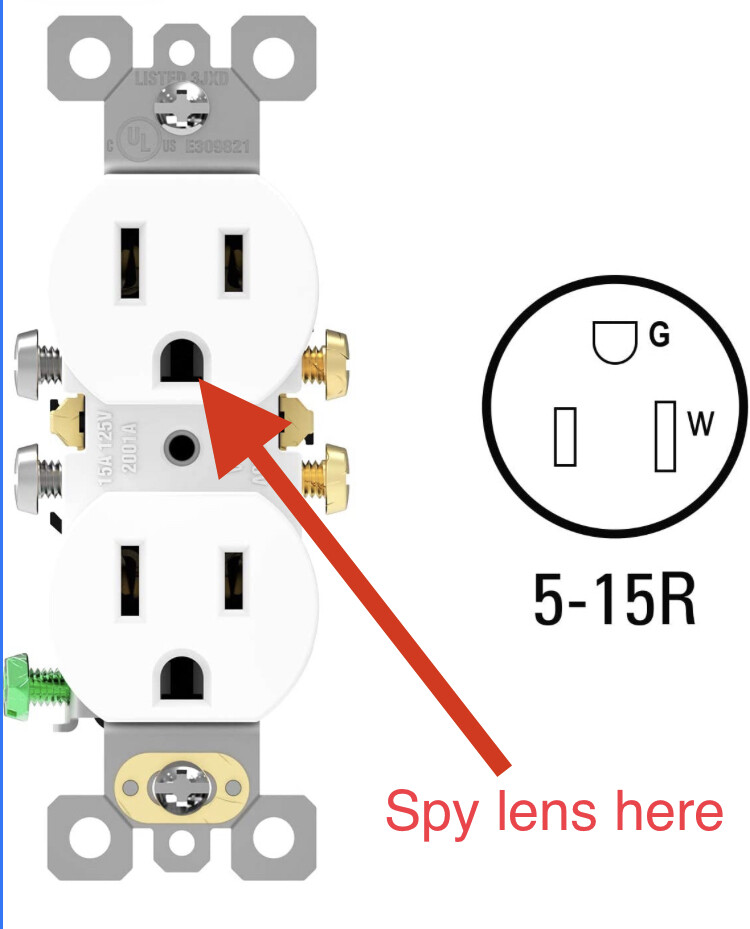 Wall Outlet Receptacle Hidden WiFi 1080p Secret Spy Camera Can Be