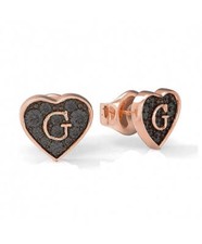 Orecchini Guess Donna Cuore Logo G Nero Rosé Cristalli Acciaio