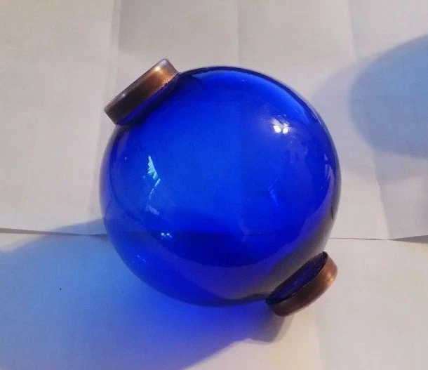 WEATHERVANE/LIGHTENING ROD BLUE GLASS BALL fits 3/4'' rod,SOLD AS SHOWN - Image 2 of 3