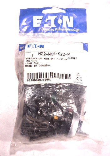 EATON MOELLER M22-WK3-K22-P 3 POS SELECTOR SWITCH MOMENTARY 1NO/1NC - 12 AVAIL