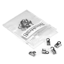 8 Surgical Stainless Steel Fold Over Cord End Findings with Loop For up to 3mm