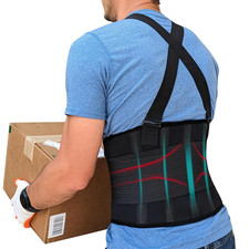 Faja de Soporte Lumbar con Tirantes Ajustable para Trabajo Pesado Talla M