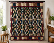 Patch Magic Shower Curtain Plaid Quilt Diamond Patchwork Primitive Rustic Decor