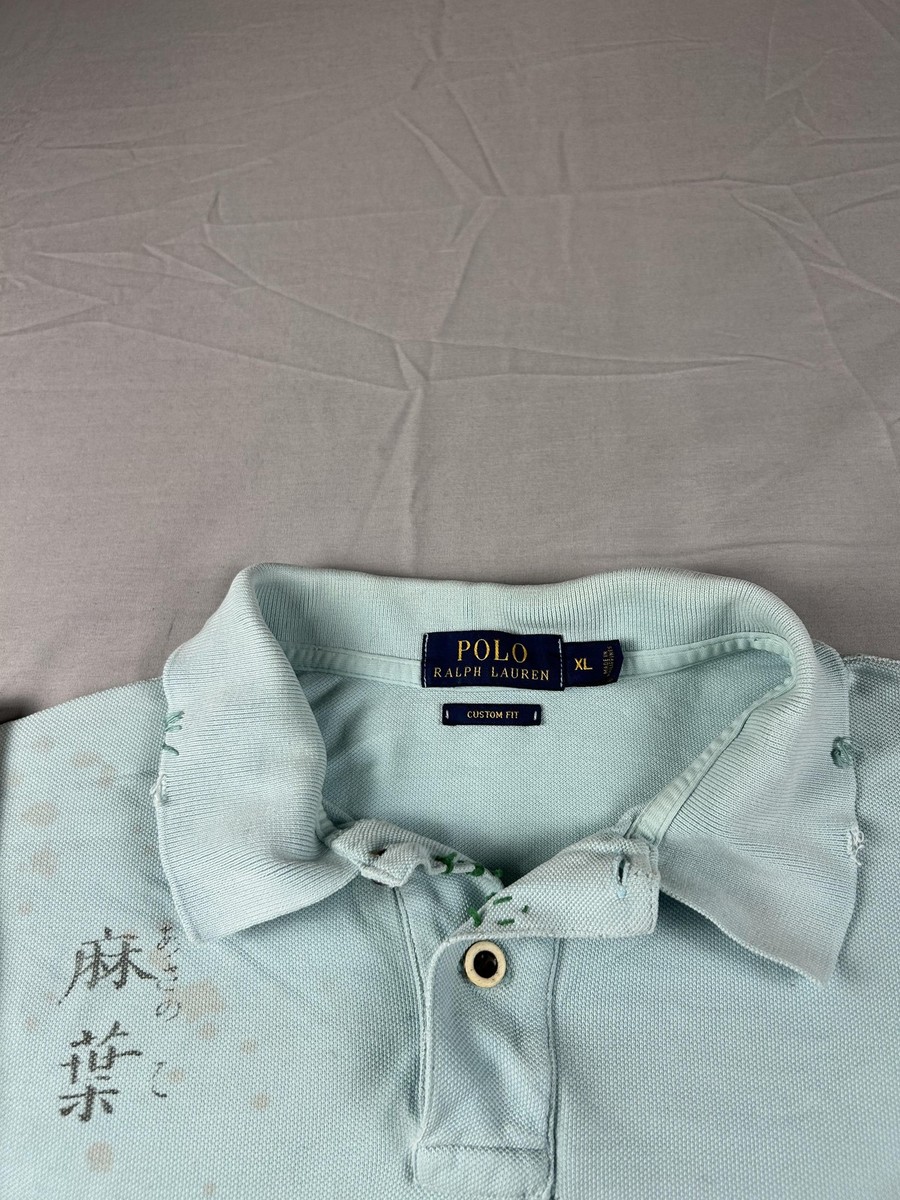 Polo Ralph Lauren Polo Shirt Mens XL Blue Custom Fit Dragon Floral Polo Ralph Lauren Polo Shirt Mens XL Blue Custom Fit Dragon Floral
