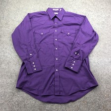 Sheplers Shirt Mens Medium Purple Solid Long Sleeve Western Snap Pockets Cowboy