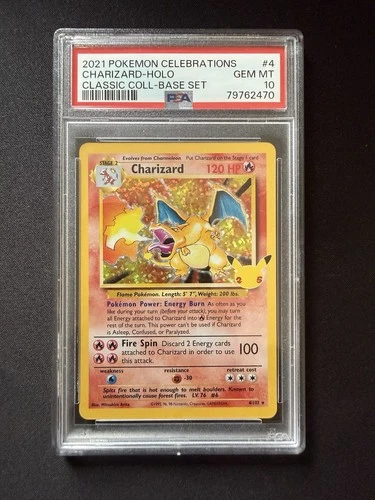 2021 POKEMON SWSH CELEBRATIONS CLASSIC COLLECTION #4/102 CHARIZARD HOLO PSA 10