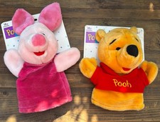 Disney Fisher Price Vintage Winnie The Pooh and Piglet Hand Puppets Plush 8"