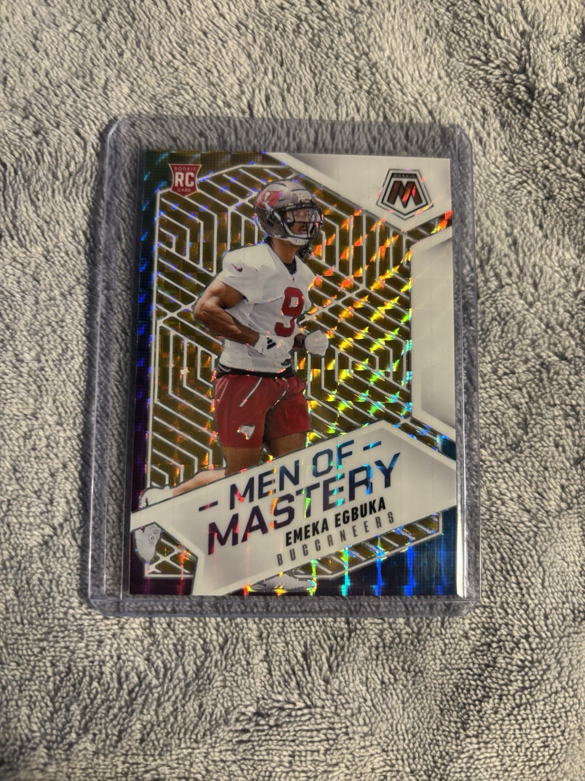 2025 Panini Mosaic Men of Mastery Emeka Egbuka #15 Gold Mosaic Prizm /10 (RC)