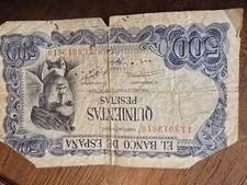 El Banco de España 500 Pesetas Spain Banknote 1971 Circulated Serial 118013610