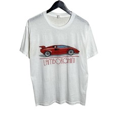 Vintage Lamborghini Countach Shirt Mens Large White 80s Single Stitch T-Shirt