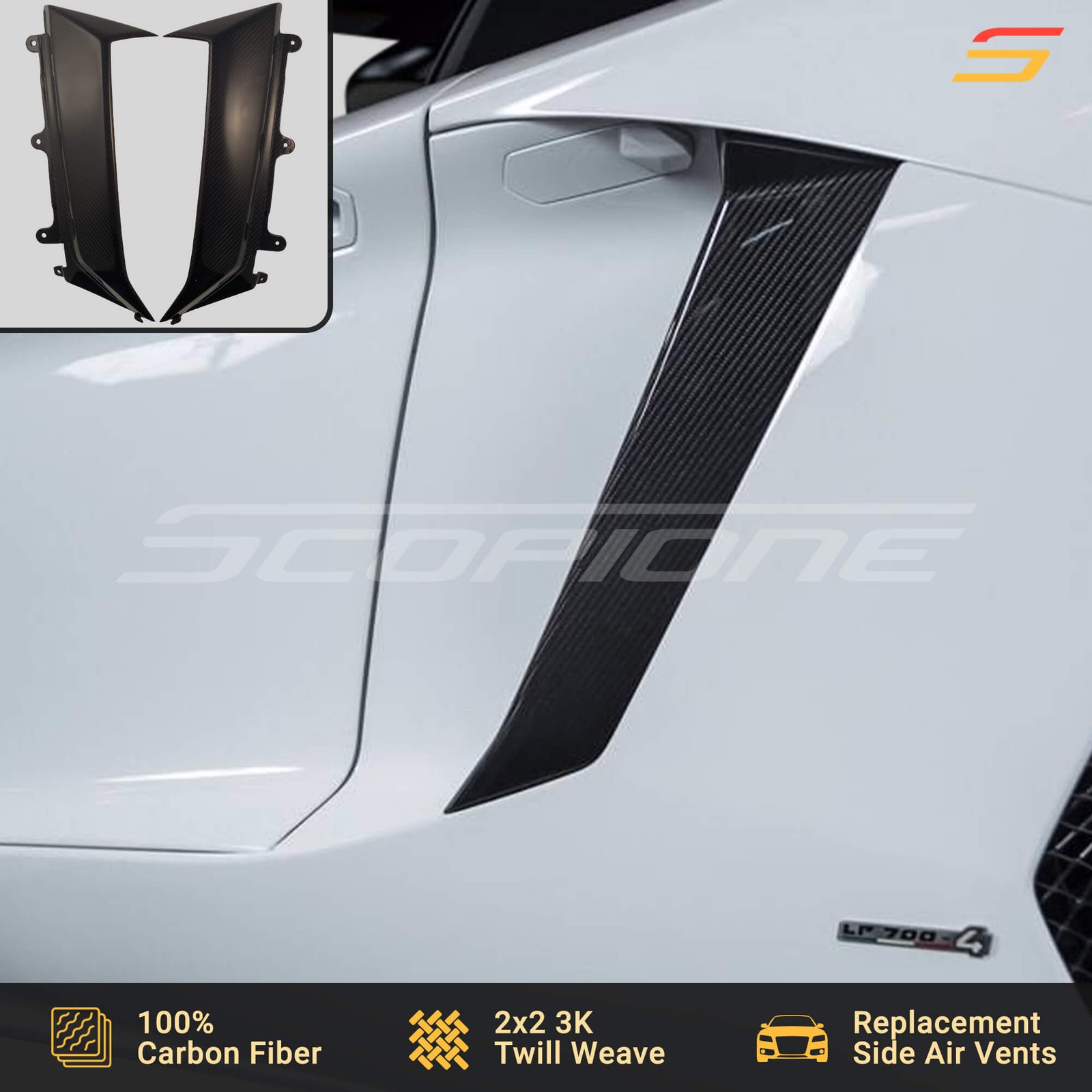 Scopione Carbon Side Fender Air Vents for Lamborghini 12-17 Aventador LP700-4
