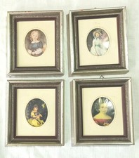 Miniatur Bilder Mädchen Porträt Biedermeier Stil gerahmt Dekor antique art