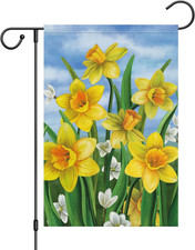 Welcome Spring Summer Garden Flag 12X18 Double Sided Vertical, Burlap Small Daff
