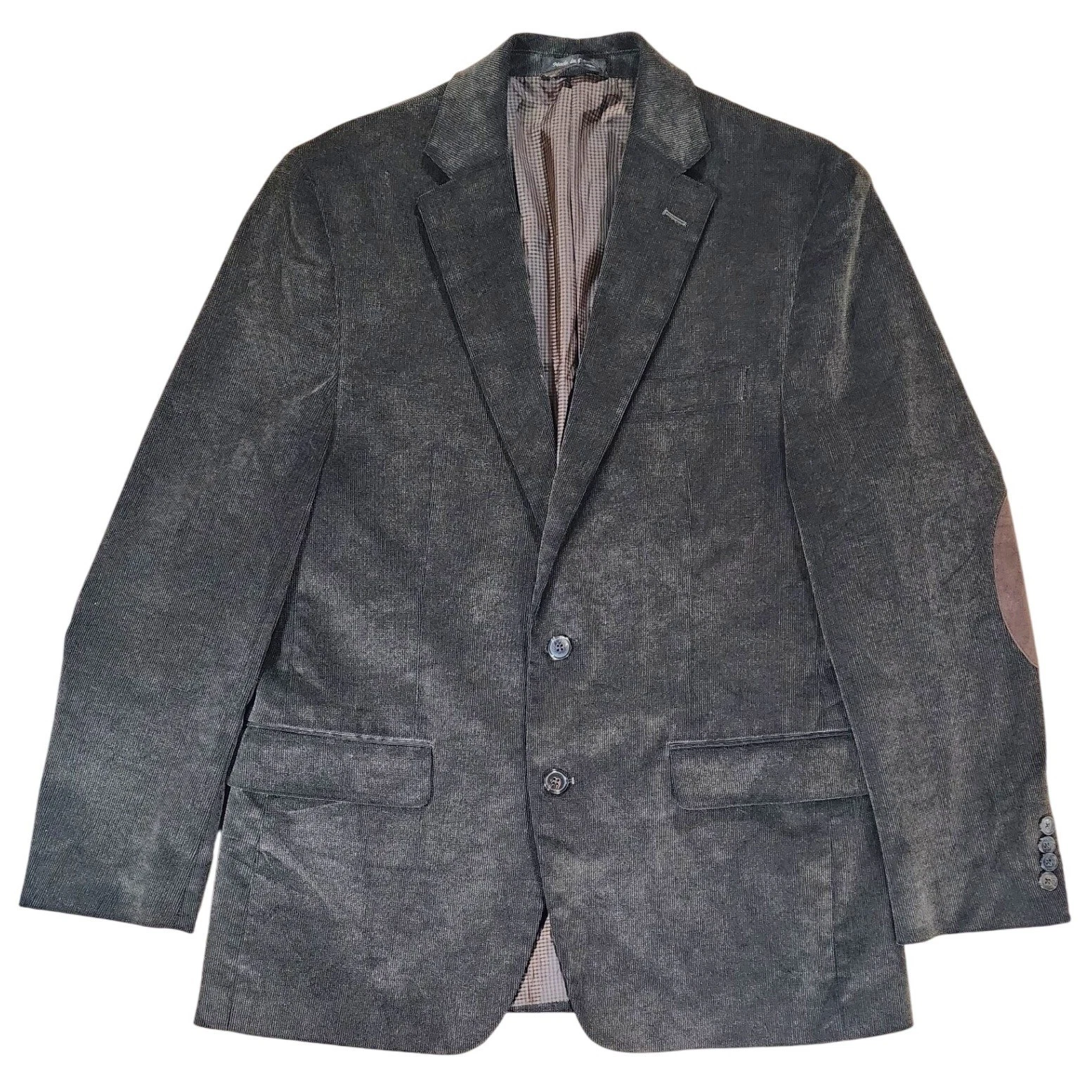 Chaps Mens 40R Corduroy Sport Coat Blazer Jacket Elbow Patches Gray Brown
