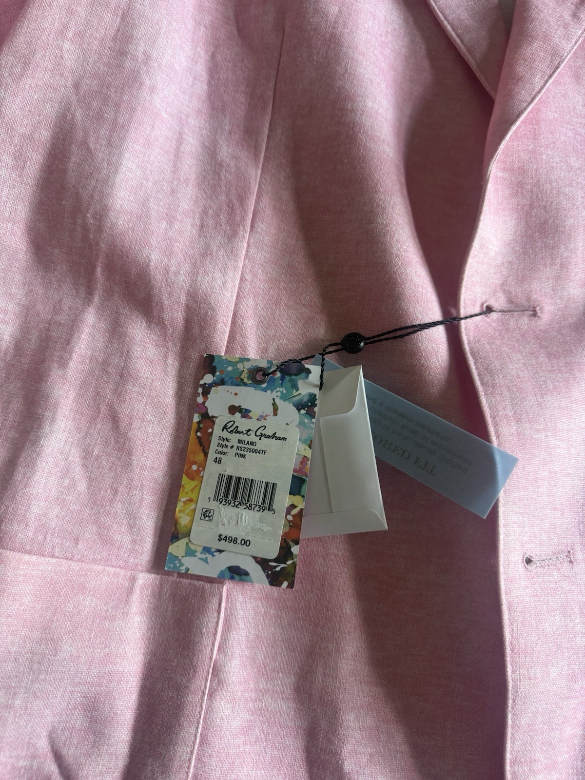 Robert Graham Men’s Pink Linen/Cotton Notch Lapel Sport Coat 48R Regular 3