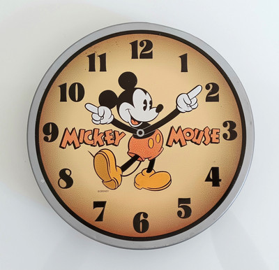 Vintage 1996 Disney 10'' Mickey Mouse Clock Tin
