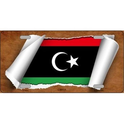 Smart Blonde LP-9219 Libya Flag Scroll Novelty Metal License Plate - 6 x 12 in.