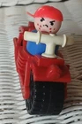 VTG Fisher Price Little People Plastic Motorcycle W/ Freckled Boy Sideways Hat