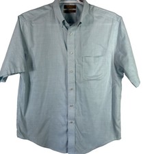 Roundtree Yorke Gold Label Shirt Mens Large Blue Non Iron Short Sleeve
