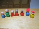 Lot of 7 Vintage Fisher Price Little People Wooden Figures Very good