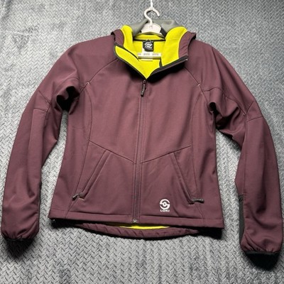 Loki Women s Softshell Jacket Medium Burgundy Fleece Lined Convertible Mitt/Mask