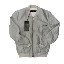 RICHMOND Men Jacket 48 Washed GrayCotton Linen Lightweight Long Sleeved NWT