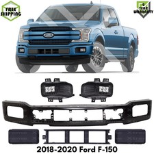Front Bumper Face Bar Primed Steel & Fog Lights Kit For 2018-2020 Ford F-150