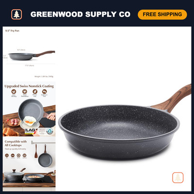 Nonstick Frying Pan Skillet, Swiss Granite Coating, Healthy Stone Cookware, 9.5