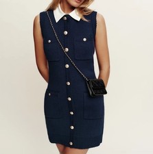 Reformation Catalina Cotton Mini Dress Navy Size Medium 100% Organic Cotton