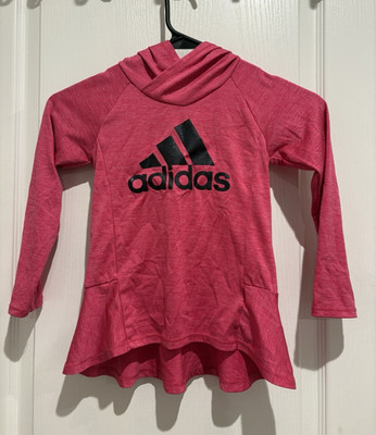 adidas Girls 4T Pink Pullover Hoodie Sweatshirt Long Sleeve Solid Logo