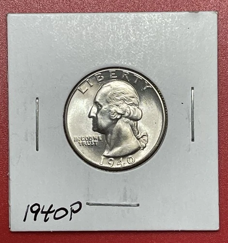 1940 P Silver Washington Quarter, Gem Uncirculated.