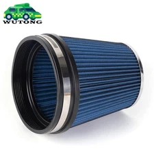 6" inch 152mm Short High Flow Inlet Cone Dry Filter Cold Air Intake 7" Tall Blue