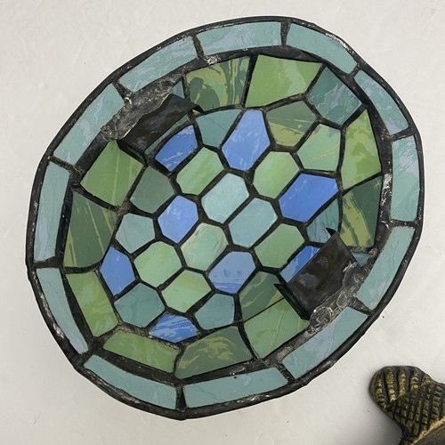 Vintage Tiffany Style Stained Glass Mosaic Turtle Table Desk Lamp Cottage Core - Picture 7 of 7