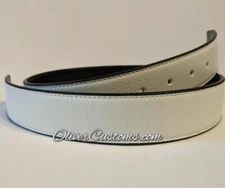 Genuine Leather Belt Strap  White 1.5" Wide Leather